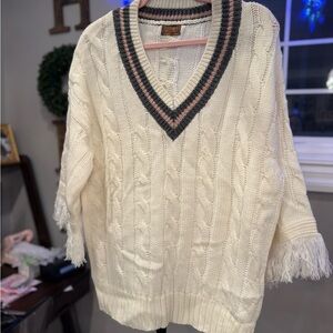POL Cream V-Neck Sweater